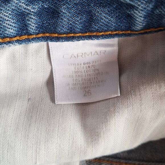 Carmar LF zip up denim cutoff rhinestone mini skirt distressed sexy frayed jean - Picture 5 of 6